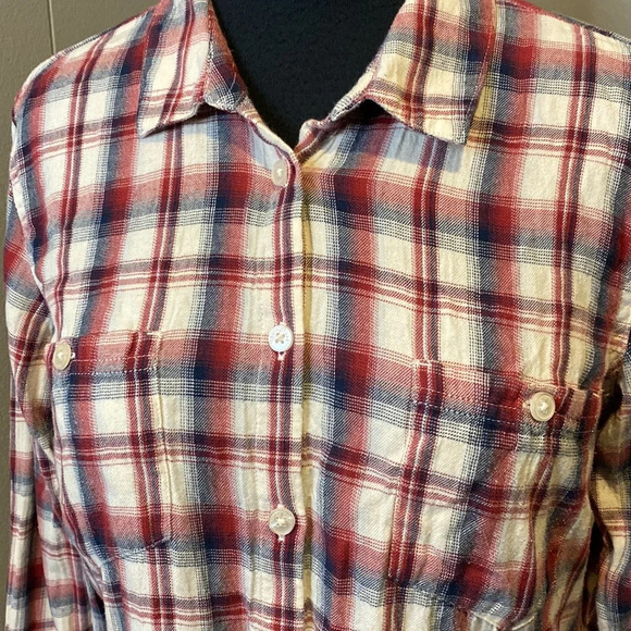 Horny Toad Women’s Small Plaid Casual Button Down Long Sleeve Chest Pockets - Picture 2 of 9